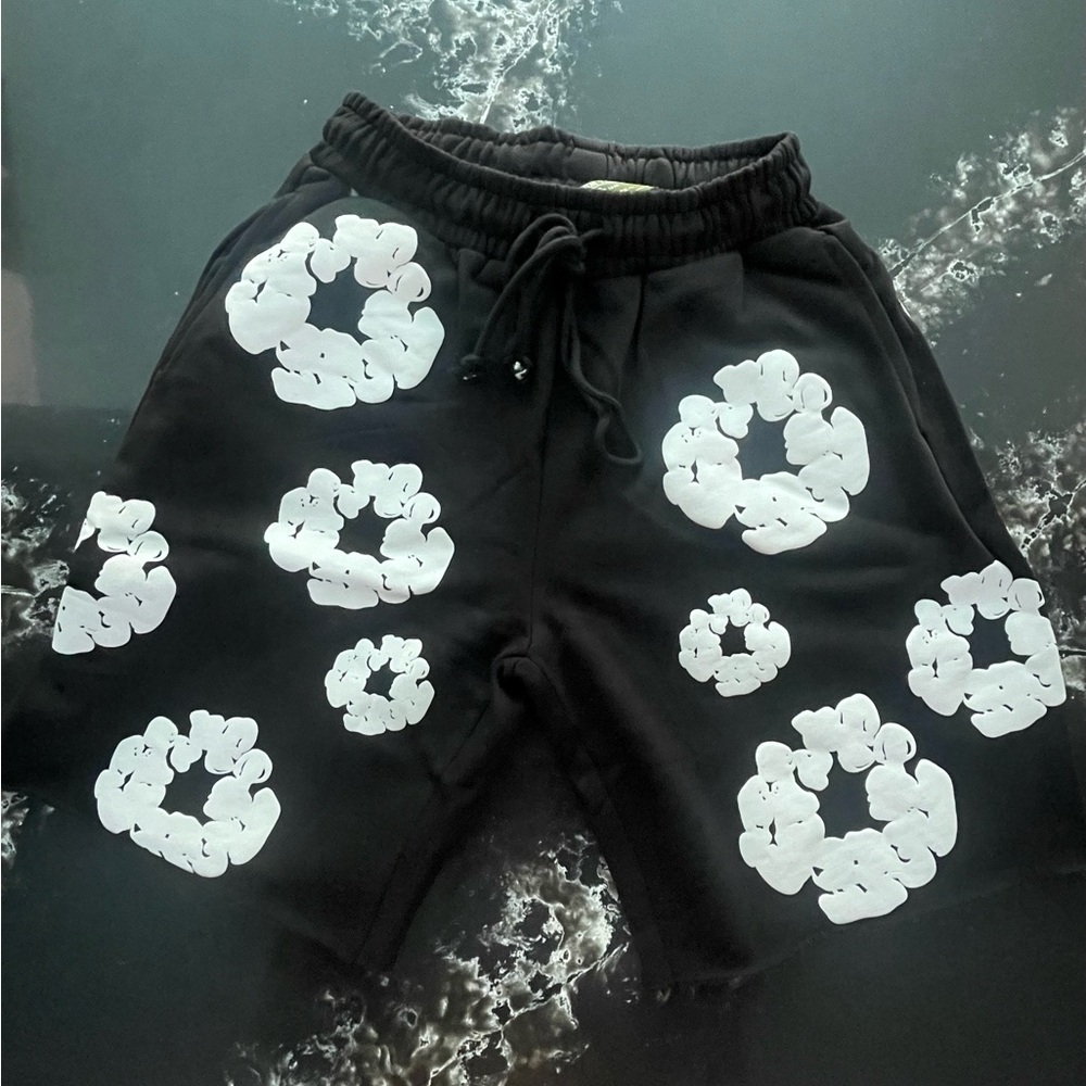 black shorts cottonwreath denim tears